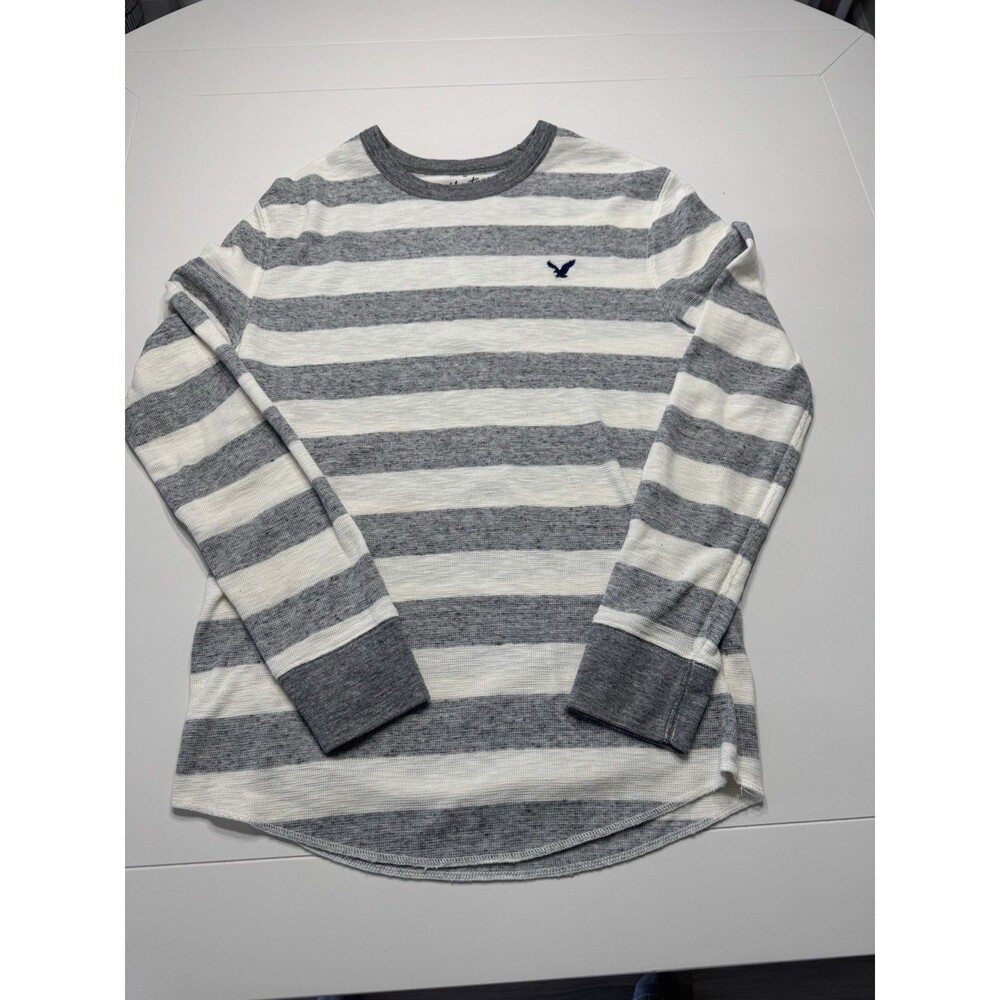 American Eagle Heritage Thermal Striped Long Sleeve Shirt Size Mens Medium US